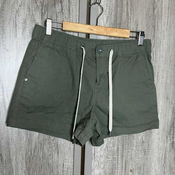 Vuori Shorts Medium Canvas Zipper Drawstring Pockets Rise Shine Green Sz M - Picture 1 of 6